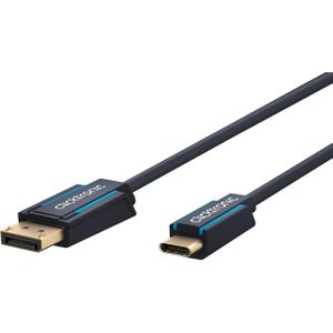 clicktronic USB-C naar DP kabel. M/M. Blauw. 1.0m (1 m, DisplayPort), Videokabel