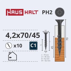zz_ArchivedbyPCD_Bosch GIPSPLAAT SCR VOOR HOUT 4.2X70/45 10ST O2, RAM Modelspecifiek, Grijs