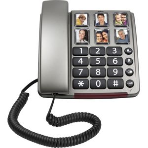 Profoon TX-560 Big Button Telefoon - Bel direct je meest dierbare en met Geluidsversterking (24dB), Telefoon, Zilver, Zwart