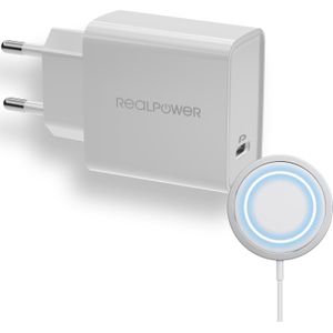 RealPower PC-MagSet Lader en MagSafe oplaadapparaat SET (20 W), Draadloze laders, Wit