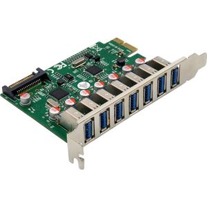 InLine Interfacekaart, 7x USB-A 3.2 Gen.1, PCIe, met SATA-voedingsaansluiting, Controlekaart