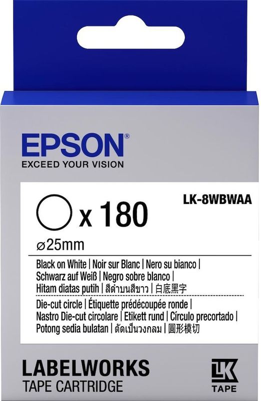 Epson LK-8WBWAA labelprinter-tape Zwart op wit