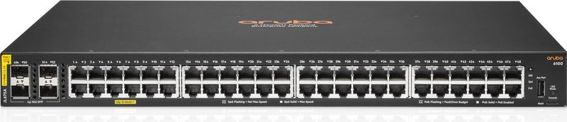 Hpe - Aruba 6100 - Switch - 48G PoE+ - 4SFP+ - Zwart