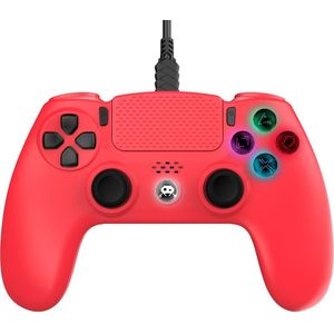 Freaks and Geeks Rode Bedrade Controller voor PS4 met 3M Kabel - LED - Jack 3.5mm
