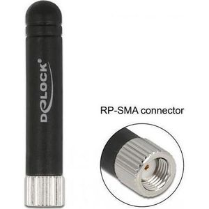 Delock - Antenne - Zwart - 2,4 GHz - RP-SMA Plug, 1,7 - 3,7 dBi, Omnidirectioneel