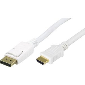 Deltaco DisplayPort naar HDMI kabel 20-pin male - male 1m wit (1 m, DisplayPort), Videokabel