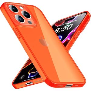 Nalia Heldere Transparante Neon Silicone Huls (iPhone 14 Pro Max), Smartphonehoes, Oranje