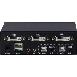Intertech - KVM-AS-21DA - KVM Switch - Zwart - 2 Poorten - DVI-I