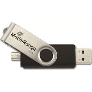 MediaRange MR932-2 (32 GB, USB-A), USB-stick, Zwart, Zilver