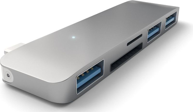 SATECHI 3-in-1 Aluminium USB C 3.0 Hub-Comboadapter, 3X USB 3.0-Poorten en Micro-/SD-Kaartlezer, voor M2 M1 MacBook Air & Pro, M2 M1 iPad Air & Pro, M2 Mac Mini, iMac M1 – Spacegrijs