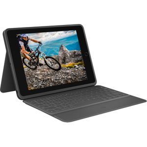 Logitech Rugged Folio (iPad 2021 (9e gen), iPad 2020 (8e generatie), iPad 2019 (7e Gen)), Tablet toetsenbord, Grijs