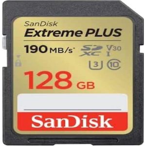 SanDisk Extreme PLUS SDXC /s UHS-I (SDXC, 128 GB, U3, UHS-I), Geheugenkaart, Geel, Rood, Zwart