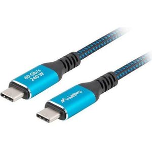 Lanberg - CA-CMCM-45CU-0010-BK - USB-C Kabel - Blauw Zwart - 1 m