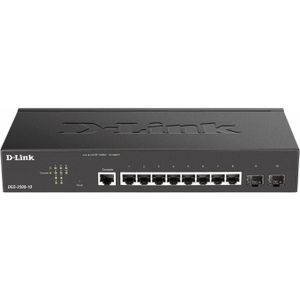 D-Link Schakelaar DGS-2000-10 10-poorts (8 ports), Netwerkschakelaar, Zwart