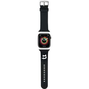 Karl Lagerfeld Pasek KLAWMSLCNK Apple Watch 38/40/41mm czarny/zwart bandje 3D Rubber Choupette Koppen (38 mm, 40 mm, 41 mm, Silicone, Staal), Horlogebandjes, Zwart