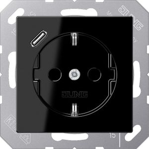 JUNG, Stopcontacten, A1520-18CSW met USB Type C wandcontactdoos SCHUKO