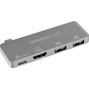 Terratec Verbind C4 (USB C), Docking station + USB-hub, Zilver