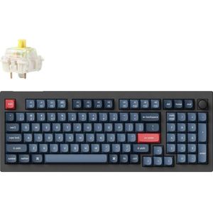 Keychron V5 Max (zwart/blauw-grijs, DE layout, Gateron Jupiter Banana, hot-swap, RGB), Muis + Toetsenbord Accessoires, Grijs