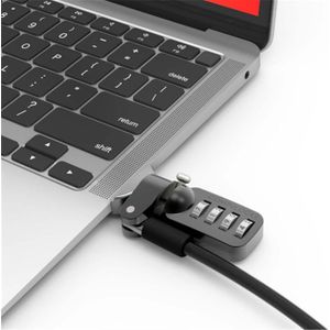 Maclocks Ledge MacBook Air 2020 M1 T-slot Ledge Slot Adapter met Combinatie-Kabelslot, Beveiliging van notebooks, Zilver
