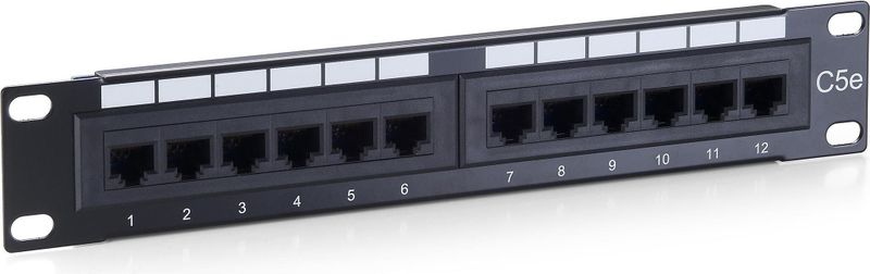 Digital Data Communications - Patchpaneel - Zwart - 12 RJ-45 Poorten - 1U Rackruimte