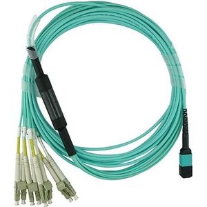 BlueOptics Lenovo A5UC compatibele MPO-4xLC multimode OM3 patchkabel 5 meter (5 m), Netwerkkabel