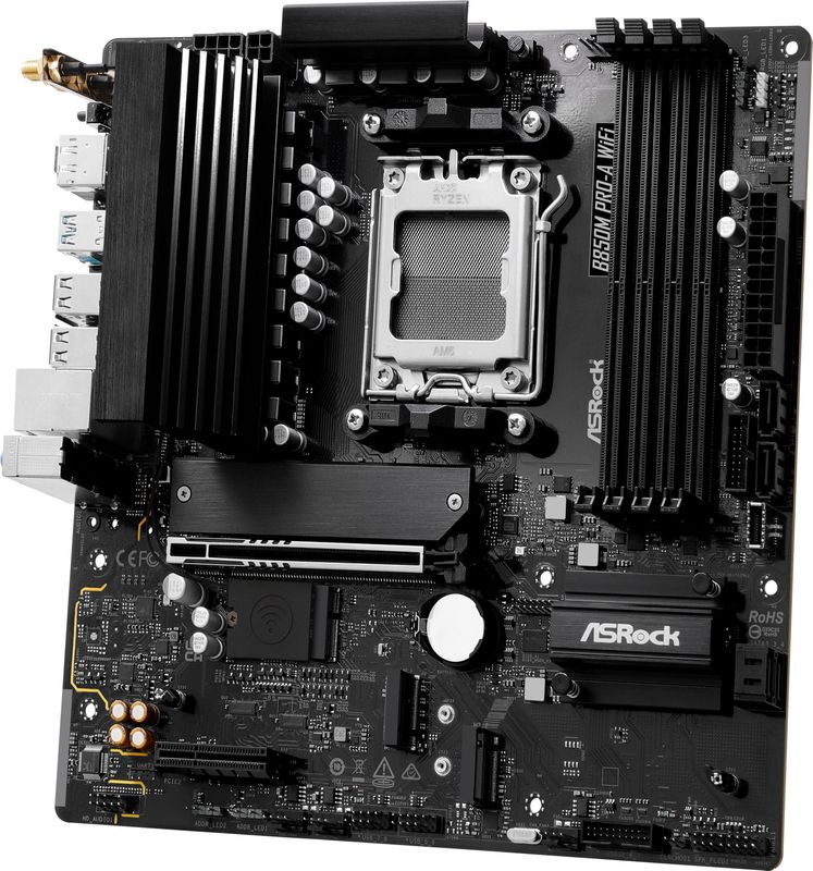 ASROCK - B850M Pro-A WiFi - Moederbord - Micro ATX - Socket AM5 - AMD B850 - DDR5 - Realtek ALC1220 - WiFi 6E - Bluetooth - Realtek 2.5G LAN