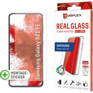 Displex Echt Glas FC + Etui (1 Stuk, Galaxy S21 FE), Smartphone beschermfolie