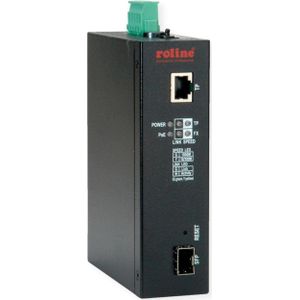 Roline Industriële omvormer Gigabit Ethernet - Dubbele snelheid 100/1000 Fibre, met PoE functie, Netwerk accessoires
