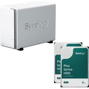 Synology DiskStation DS223J 2 Einschübe NAS-Server Leergehäuse + 2x Plus 3.5"" SATA HDD... (2 x 6 TB), Netwerkopslag