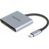 Dicota USB-C draagbaar 4-in1 dockingstation 4K HDMI PD 100W (USB C), Docking station + USB-hub, Zilver
