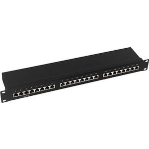 LogiLink Patchpaneel - Cat. 6, 24 poorten, kastinstallatie, STP, zwart, Server accessoires, Zwart
