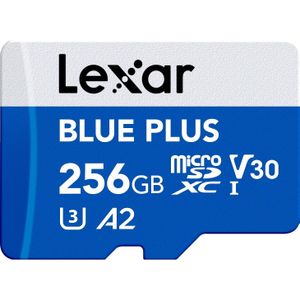 Lexar Blue Plus MicroSD Card256GB (256 GB, microSDXC, U3, UHS-I), Geheugenkaart, Blauw