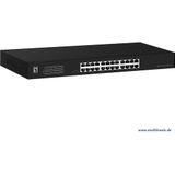 LevelOne Switch 24x GE GEU-2431 19\" Rack Mount Kit Unmanaged Gigabit Ethernet (10/100/1000) 1U Zwart