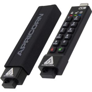 Apricorn Aegis beveiligde sleutel 3NXC (32 GB, USB C, USB 3.1), USB-stick, Zwart