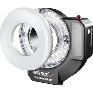 Walimex pro Pro Ring Flitser HS 400 (Macroflitser, Fujifilm, Olympus, Pentax, Panasonic, Canon, Nikon, Sony), Flitser, Zwart
