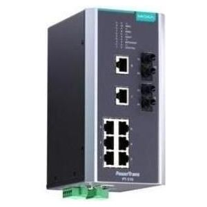 Moxa PT-510-MM-ST-HV - IEC 61850-3 beheerde DIN rail Ethernet-switch, met 8 10100BaseT(X) poorten, Netwerkschakelaar