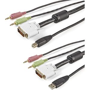 StarTech.com 1,80m 4-in-1 USB DVI KVM-Kabel met Audio en Microfoon