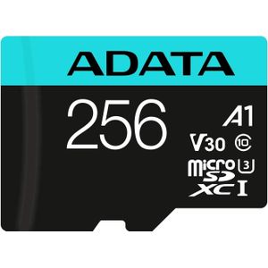 Adata Premier Pro Incl. adapter (microSDHC, 256 GB, U3, UHS-I), Geheugenkaart, Blauw, Zwart
