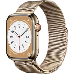 Apple Watch Series 8 (45 mm, Roestvrij staal, 4G, Eén maat voor iedereen), Sporthorloges + Smartwatches