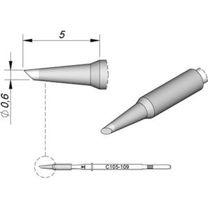 JBC Soldeerstift serie C115, ronde vorm, C115109/Ø 0,6 mm, 45° afgeschuind (Soldeerstift), Soldeer accessoires