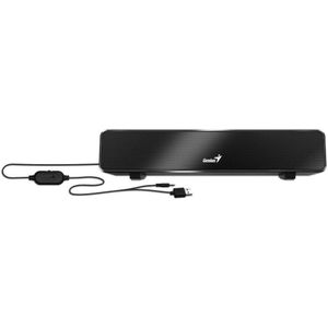Genius USB Geluidsbalk 100 (6 W, 2.0 Kanaal), Soundbar, Zwart