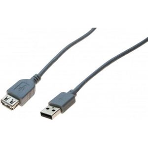 Exertis Connect USB 2.0 verlengkabel, USB St. A / USB Bu. A, 3,0 m, grijze USB-kabel voor standaardtoepassingen (3 m, USB 2.0), USB-kabel