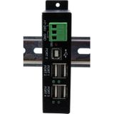Exsys - EX-1163HMS - USB 2.0 HUB - Zwart - 4-poorts - DIN-rail Kit