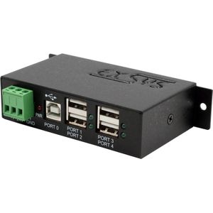 Exsys - EX-1163HMS - USB 2.0 HUB - Zwart - 4-poorts - DIN-rail Kit