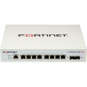 Fortinet - FortiSwitch-108F-POE - Netwerkschakelaar - Wit - 8xGE + 2xSFP + 1xRJ45 console