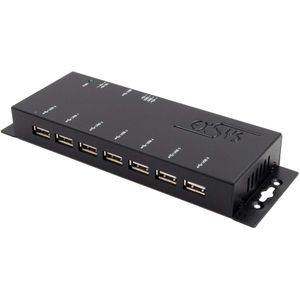 Exsys GmbH 7-Port USB 2.0 HUB (Metallgehäuse), inkl (USB-B, 7 ports), Docking station + USB-hub, Zwart