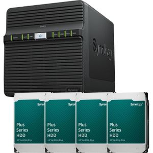 Synology DiskStation DS423 4-bay NAS-server lege behuizing + 4x Plus 3,5"" SATA 6Gb/... (4 x 8 TB), Netwerkopslag