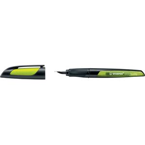 STABILO, zz3_ARCHIV_Pen_to_pen, EASYbuddy A vulpen, rechtshandig, zwart/lime penpunt breedte: A, leer-schrijfpen met soft-grip z (Kalk, Zwart, 1 x)