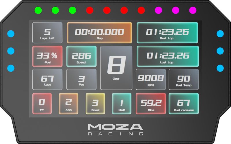 MOZA - CM Racing Dash - Simracing Dashboard - 5-inch - 720P - RGB-Shiftlampen