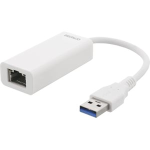 Deltaco USB3-GIGA4 netwerkkaart Ethernet (RJ45/LAN (1x)), Netwerkadapter, Wit